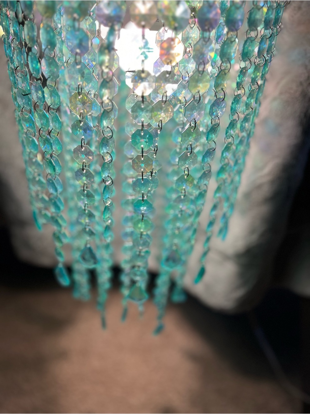 Source Unknown Turquoise 2 Tier Beaded Crystal Chandelier Hanging Light - Picture 5 of 11